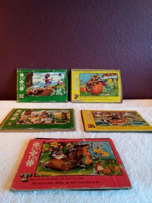 7 Bandeja de quebra-cabeças vintage para quarto de bebê rima bandeja é colada a peças de papelão não são - Imagem 1 de 4