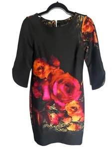 Neu mit Etikett Gabby Skye Damenkleid mehrfarbig schwarz Blumenmuster große Blumen Größe 4 - Bild 1 von 14