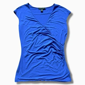 Top blu senza maniche con scollo a V Lauren Ralph Lauren - donna taglia media - Foto 1 di 10
