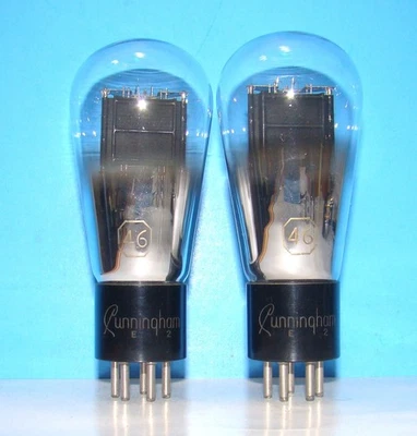 Type No 46 Cunningham radio audio amplifier vacuum 2 tubes valves Globe 246 346 - Image 1 of 3