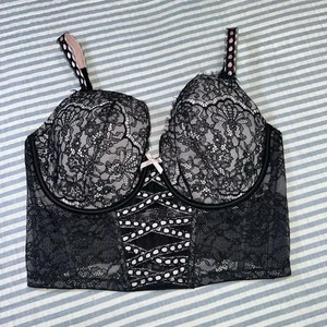 Sujetador Victoria's Secret DREAM ANGELS Mediano DD Negro Encaje Longline Forrado Demi - Imagen 1 de 4
