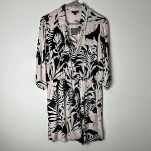 Vestido camisero Topshop estampado de hojas tropicales media manga en negro y rosa talla 10 212 - Imagen 1 de 6