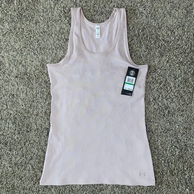 NWT Under Armour Victory Tank Womens Large Pink Ribbed Fitted Racerback Heatgear - Image 1 of 4