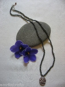 Shri Ganesh der Beschützer Hämatit handgeknüpfte Seidenkordel Halskette - Bild 1 von 5