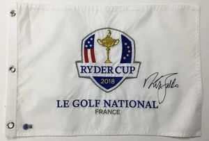 Prendedor firmado por Nick Faldo 2018 Ryder Cup Le Golf National bandera Beckett BR77418 - Imagen 1 de 4