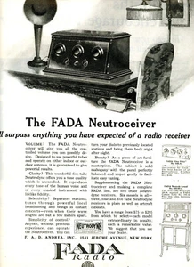 1924 Original Fada Neutroceiver Neutrola Grand Radio Ad. 5-Tubes. + 4-Tube 160 - Picture 1 of 2
