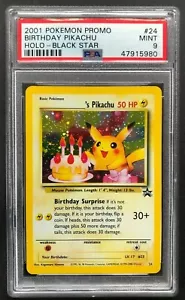 2001 Pokemon Promo Birthday Pikachu PSA 9 Holo Black Star Rare Mint Card No 24 - Picture 1 of 3