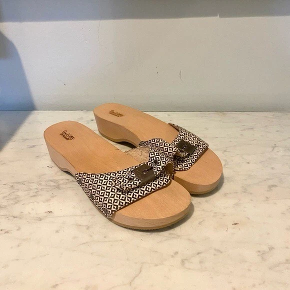 Sandalias Dr. Scholl's Originales Para Mujer Talla 8 Geométricas Madera Y2K NUEVAS Foto 1 de 4