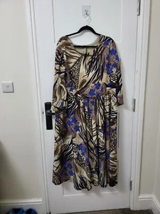 Uk 20-24. Maternity Long Frock. Brown cheetah print. - Picture 1 of 3