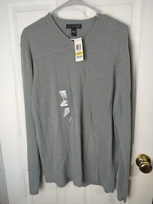 Via Europa Men's M Sweater Grey Pullover Business Casual Window Pane Long Sleeve - Image 1 of 4