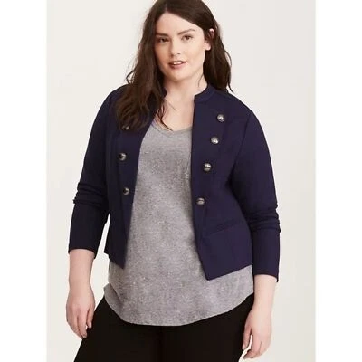 Chaqueta Torrid Chaqueta Recortada Mujer 2X Azul Marino Chaqueta Militar Mujer Talla Grande Foto 1 de 4