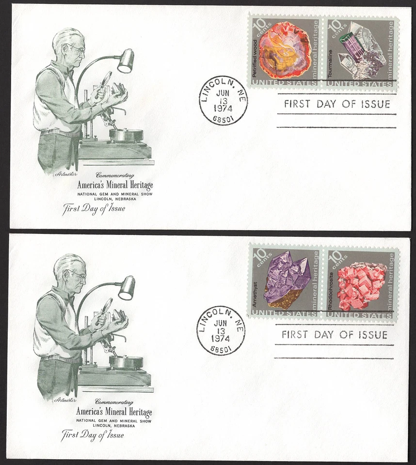Mineral Heritage FDCs - Set of 2, SC# 1538 - 1541, Artmaster cachet - Image 1 of 1