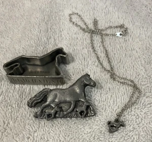 Torino Pewter Horse Trinket Box, Pin, Earrings, Necklace - Picture 1 of 9