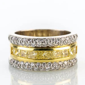 Ring (Platin & 750er Gold) mit mehrfarbigen Diamanten - Bild 1 von 6