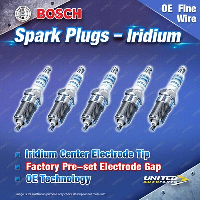 5 x Bosch Iridium Spark Plugs for Volvo C30 C70II S40 S60I V40II V50 V70II XC70I - image 1 of 3