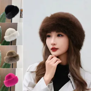 Fluffy Fur Fisherman Hat Women Winter Plush Ear Protection Cap Windproof Warm - Picture 1 of 27
