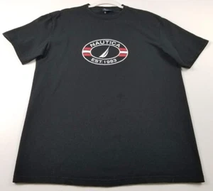 Nautica T Shirt Men’s Medium Black Red White Sail Logo Short Sleeve Crewneck Tee - Picture 1 of 9