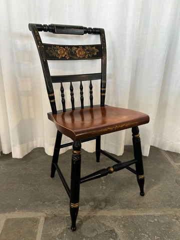 Vintage L Hitchcock Black Stenciled Side Chair Cover