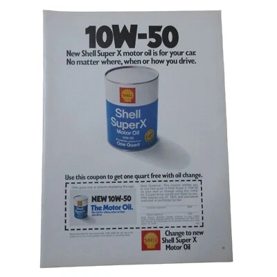 1972 Shell Super X Motor Oil - Vintage Print Ad - Image 1 of 3