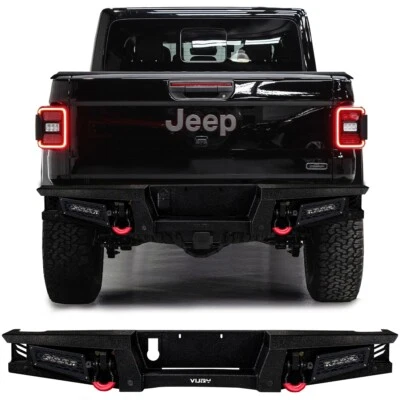 Vijay For 2020-2024 Jeep Gladiator JT  New Black Steel Rear Bumper w/D-Rings Foto 1 de 4