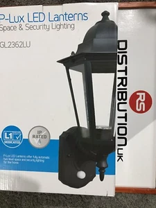 P-Lux LED Lantern Black With PIR GL2362LU Security Light  - Picture 1 of 6