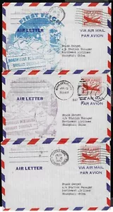 US/CHINA 3 COVERS NORTHWEST ORIENT FLIGHTS TO SHANGHAI JULY 15, 1947 - Picture 1 of 2