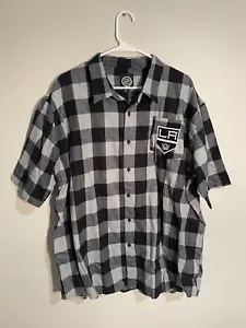 Los Angeles Kings Shirt Adult 2XL Gray Plaid Hockey NHL Flannel Button Mens - Picture 1 of 8