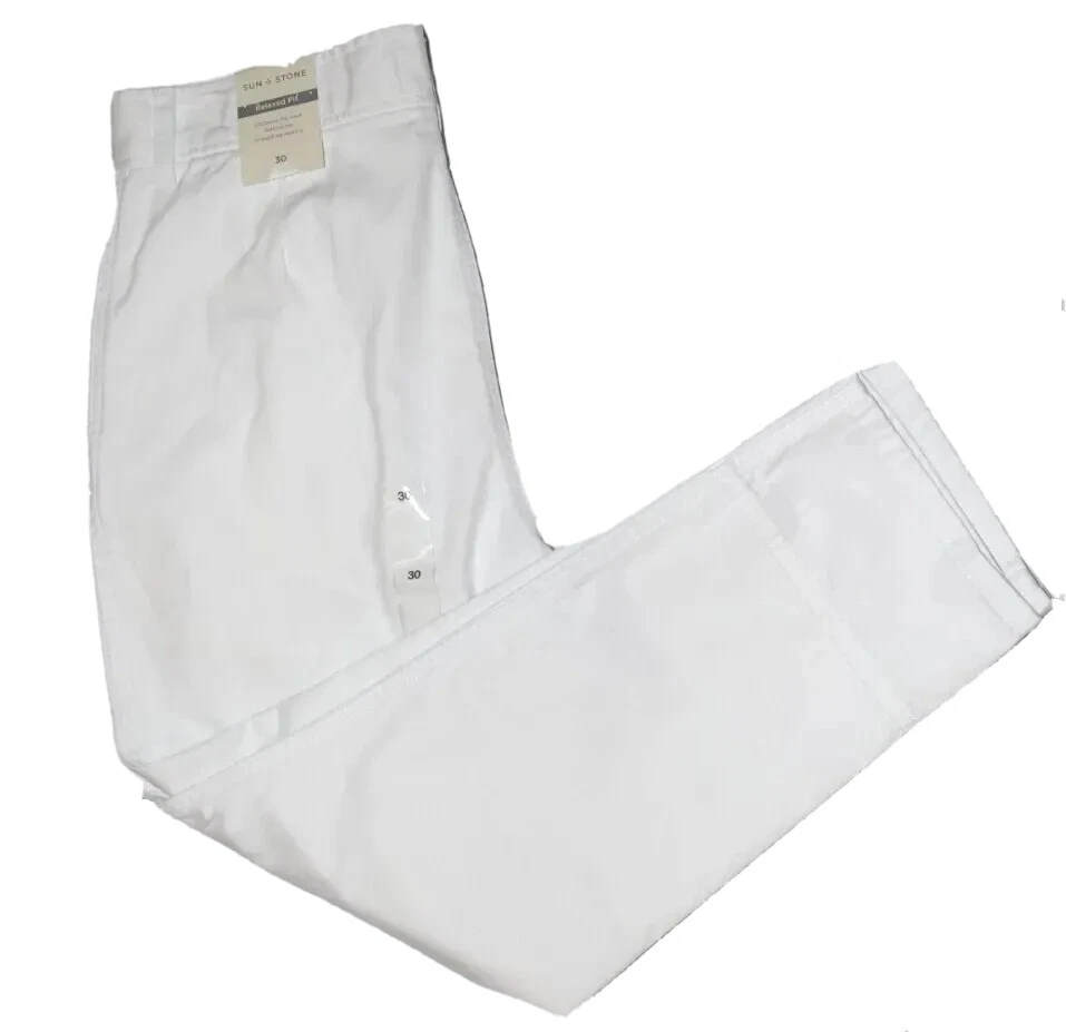 Sun Stone Mens Bleeker Solid Crop Cargo Pants White 30