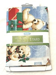 Ami! Weihnachten Teddybär 100 % Baumwollstoff 36" x 44" 1 Yard Urlaub Quilten - Bild 1 von 6