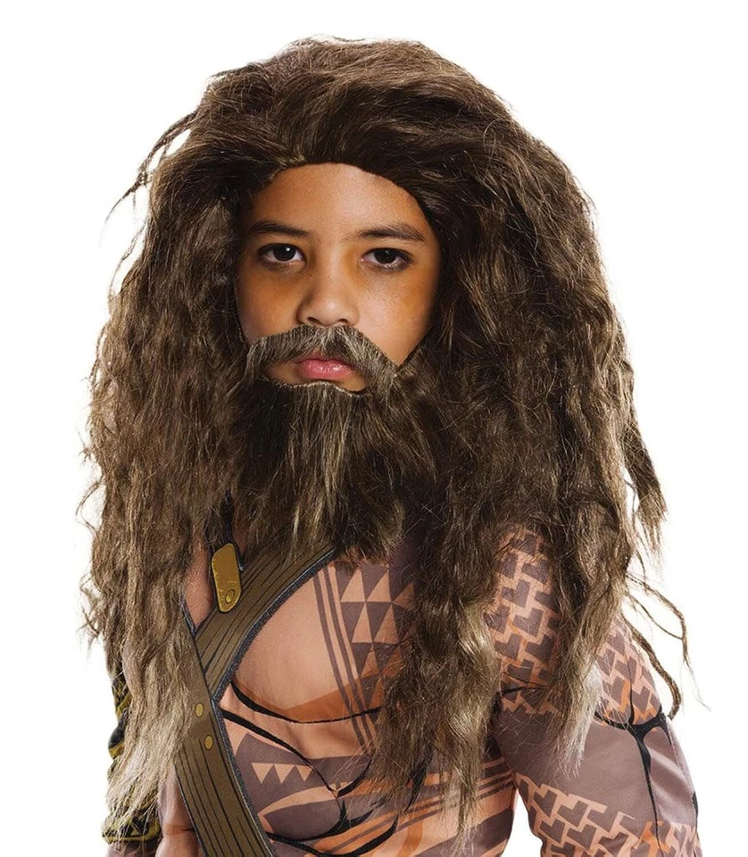 Peluca y Barba Aquaman Liga de la Justicia Vestido Elegante Halloween Niño Disfraz Accesorio Foto 1 de 1