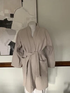 Loops Turkish Cotton Blend Waffle Weave Bathrobe/ Robe Women’s Size S/M Pockets - Picture 1 of 6