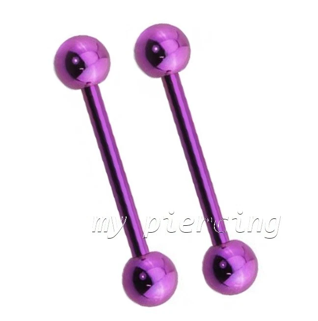 PAR 14G PVD 316L anel de língua de aço cirúrgico anel de mamilo barra com bolas de 5mm - Imagem 1 de 1