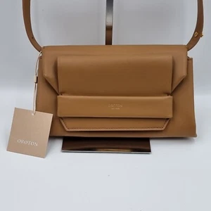 Oroton Wilde Dark Rye Genuine Leather Small Day Bag Shoulder Crossbody Purse New - Picture 1 of 14