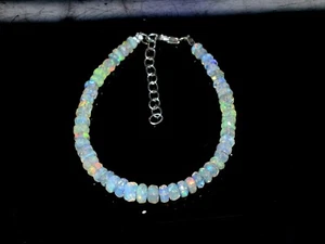 925 Sterlingsilber Natürlich Äthiopisch Welo Feuer Opal Edelstein Steine Armband - Picture 1 of 8
