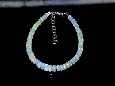 925 Argento Sterling Naturale Welo Etiope Fuoco Opale Gemma Perline Braccialetto - Immagine 1 di 4