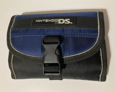 Funda de Lona Nintendo DS Negra y Azul con Cierre de Clip Plegable, Bolsillo DS Bolsillo Foto 1 de 3
