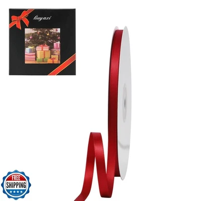 LIUYAXI Red Double Face Satin Ribbon 1/4" X 50 Yards, Ribbons Perfect for Cra - Image 1 of 4