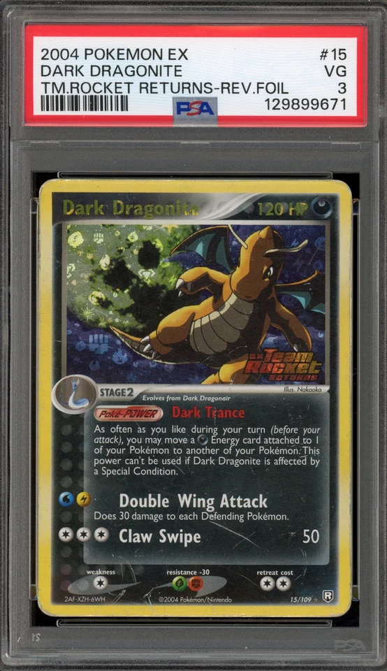 Pokemon Dark Dragonite EX Team Rocket Returns Reverse Holo Rare #15 PSA 3 - Image 1 of 2