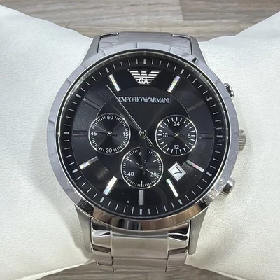 Emporio Armani AR-2434 Chronograph Date Men's Watch New Battery 6.5" VGC - Image 1 of 4
