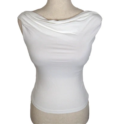 Top Brami OGL Blanco Suave Elástico Acanalado Multi Vía Fuera del Hombro Talla Mediana Foto 1 de 4