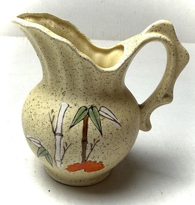 Vintage Bamboo Speckled Creamer Pitcher With Saucer Made in Japan Hand Painted - Image 1 of 4