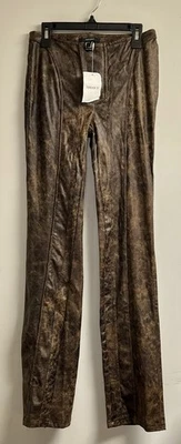 BOHO Forever 21 женщин коричневый расклешенный ноги из искусственной кожи брюки в размер XS новый с Ярлыками хиппи - Изображение 1 из 4