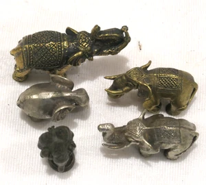 5 Vintage Brass and silver coloured elephants – small - Picture 1 of 12