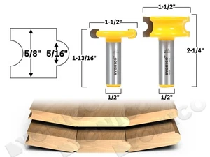 5/16" Bead 2 Bit Canoe Joint Router Bit Set - 1/2" Shank - Yonico 13202 - Picture 1 of 1