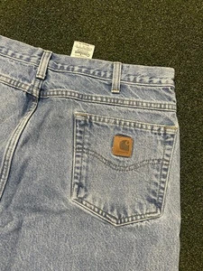Vintage Carhartt Jeans Light Wash Faded Distressed Workwear Outdoor 38x30 - Picture 1 of 5