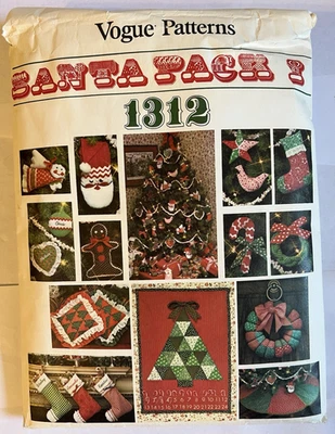 Vogue Santa Pack Cut Pattern #1312 Vintage Craft Ornaments Wreath Pillow ++ - Image 1 of 4