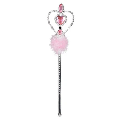 Boland 44072 - Bacchetta magica Anna, rosa, argento, 32 cm, piume Marabou, pietr - Immagine 1 di 4