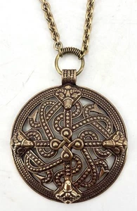 Vintage KALEVALA KORU BRONZE PENDANT & CHAIN Finnish Celtic Viking - Picture 1 of 9