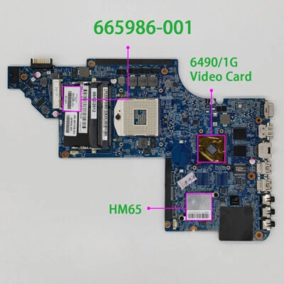For HP Laptop Pavilion DV7 DV7-6000 6490 1G HM65 665986-001 intel Motherboard - Image 1 of 4