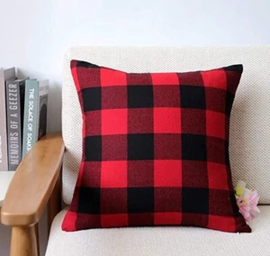 2 set of Buffalo Red and Black Plaid Pillow Covers - Picture 1 of 6